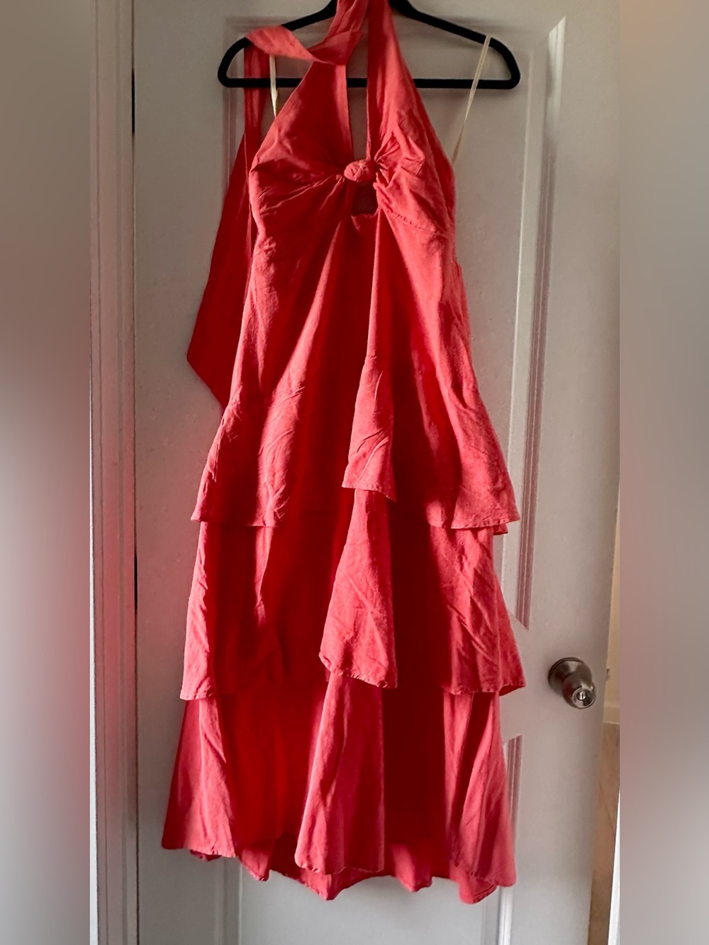 FARM Rio Coral Tiered Halter Maxi Dress Size M NWOT